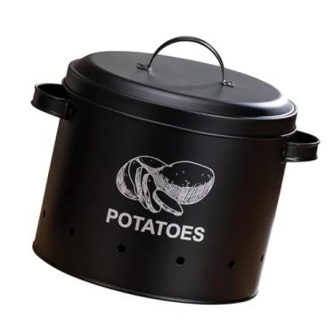 Imagem de YWJLQH Batata de batata de lata de armazenamento de armazenamento de cozinha e caixa de armazenamento de cebola para, L