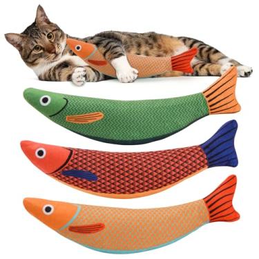 Imagem de AUSCAT Brinquedos de erva de gato, 3 peças de brinquedo de peixe de erva de gato para gatos, brinquedos de kicker para gatos com som de enrugamento, brinquedos interativos de pelúcia macios para gatos