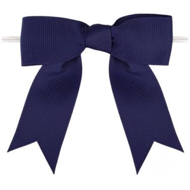 Imagem de Meseey Laços de fita de gorgorão pré-fabricados para sacos de petiscos, 7,6 cm, conjunto (azul marinho, 76)