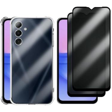 Imagem de Kit Capa + 2 Películas de Privacidade 3D para Samsung Galaxy A15 5G | Anti-Impacto | Transparente | Capinha Transparente + Película Anti Espião Para Samsung Galaxy A15