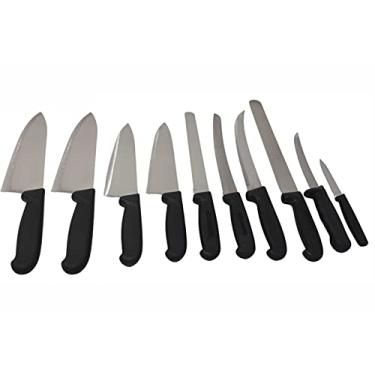 Imagem de Cozzini Cutlery Imports Conjunto de facas Escolha 5, 10 ou 15 peças – Cabo preto – Talheres de cozinha comercial afiada – Facas de cozinha (conjunto de 10 peças)