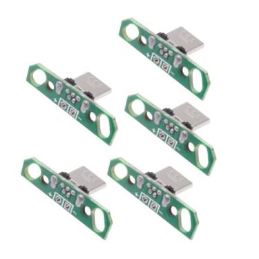 Imagem de cablecc - Conjunto de 5 peças de conectores USB 2.0-micro macho verticais OEM para bricolage com placa PCB, contacto de 2 pinos (comprimento da cabeça macho: 7 mm), tipo de montagem de soldagem