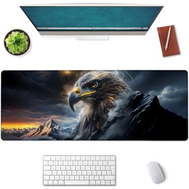 Imagem de Mounidso Tapete de rato grande Eagle Mountain, tapete de rato para jogos, base de borracha antiderrapante, acessórios de escritório, tapete de mesa, tapete de rato de águia careca para escola