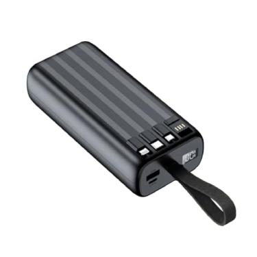 Imagem de Carregador sem fio Universal Portátil Power bank Turbo 20000mah com 4 cabos saída USB Tipo C/Micro USB/USB/Visor de Carga (Preto)