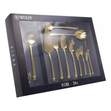 Imagem de Faqueiro 54 peças wolff viena inox  71885, DOURADO, UN