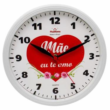 Imagem de Relógio de Parede Redondo Ômega Branco Mamãe 2 Plashome Sala Cozinha e