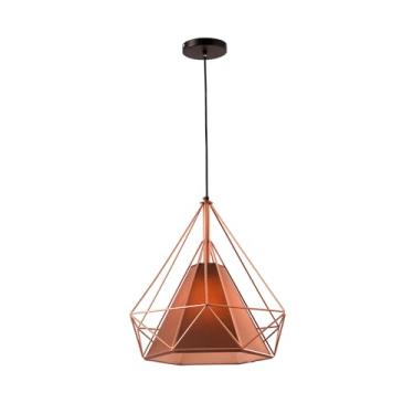 Imagem de Pendente Diamante Aramado Grande Lustre Sala de Jantar Decoração Luminária de Teto Quarto Bivolt (Cobre com Café)