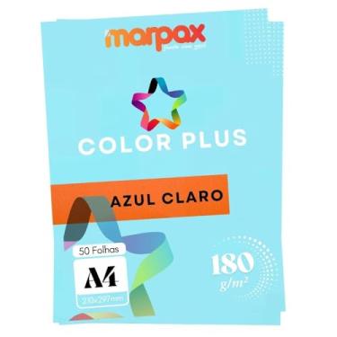 Imagem de Papel Color Plus 180g A4 210x297mm Azul Claro Marpax 50un