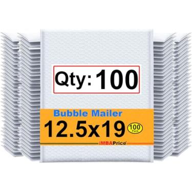 Imagem de iMBAPrice Pacote com 100 envelopes acolchoados de plástico bolha autovedação de cor branca pura premium (31,75 x 48,26 cm) (total de 100 sacos)