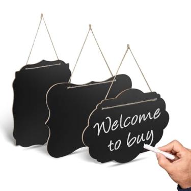 Imagem de LELE LIFE 3 peças de quadro negro para pendurar com corda, 17 x 23 cm, placa de giz pequena apagável, quadro negro, quadro de mensagens, quadro negro, quadro de mensagens para parede