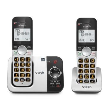 Imagem de VTech VG232-2 Telefone sem fio com secretária eletrônica - com 2 aparelhos, tela grande e botões grandes, viva-voz full-duplex, identificador de chamadas, discagem dos últimos 10 números
