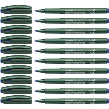 Imagem de Schneider Caneta de ponta de fibra Topwriter 157, 8 mm, barril verde, tinta azul, caixa com 10 (115703)