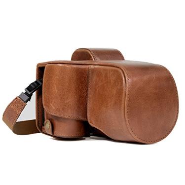 Imagem de MegaGear Ever Ready Capa de couro legítimo para câmera – Fácil de instalar, tripé e acessório periférico – Compatível com Sony Alpha A7S II, A7R II, A7 II |28-70 mm|, Dark Brown