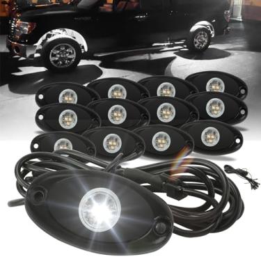 Imagem de SUNPIE 12 cápsulas de luzes de LED brancas 6000 K luz de brilho branco puro para roda de roda luzes de para-lama para caminhões off-road, sedans, carros, quadriciclos, UTV, SUV, carrinho de golfe,