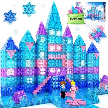 Imagem de Azulejos magnéticos Frozen Toys 102 unidades com bonecas Princess Castle