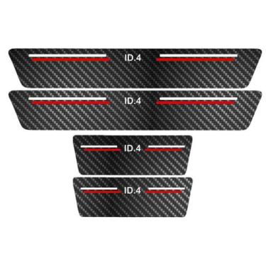 Imagem de Kit Soleira Protetora Porta Premium Red Fibra Carbono - ID.4 - Jhow Ad