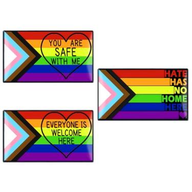 Imagem de Mintolex 3/6 peças LGBTQ+ Pride Pins Set Progress Pride Ally Pin Badges Flag Button Rainbow Enamel Brooch You're Safe with Me Can Be Yourself Free Mom Hugs LGBT Gay Lesbian Trans Acessórios, Metal