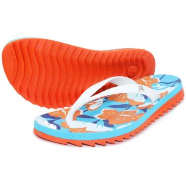 Imagem de Chinelo Kenner Ibiza Flora Feminino - Azul e Laranja