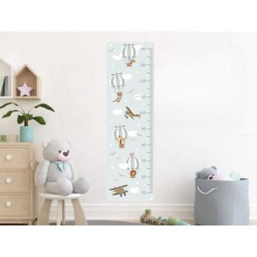 Imagem de adesivo de parede régua de crescimento animais balões - Adesivos Kigru
