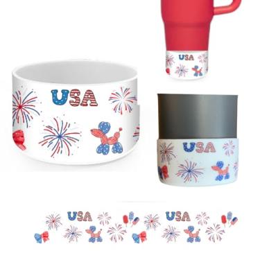 Imagem de ROYALTY ESSENTIALS Botas protetoras de silicone para garrafas de água Stanley para garrafas de água Stanley, capa de manga antiderrapante, cabe em base de 7 a 7,5 cm (animal balloon de 4 de julho)