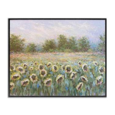 Imagem de Stupell Industries Arise and Shine Sunflower Field Black Framed Giclee Art Design por Linda Sperruzzi, 14 x 11