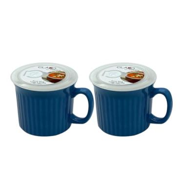 Imagem de 1 Stop & Go Caneca de sopa/refeição Claro de 590 ml com tampa de plástico ventilada (capa) - Conjunto de 2 - Durável, elegante e perfeita para sopa, café, chá, pimenta, aveia, cacau quente e assar