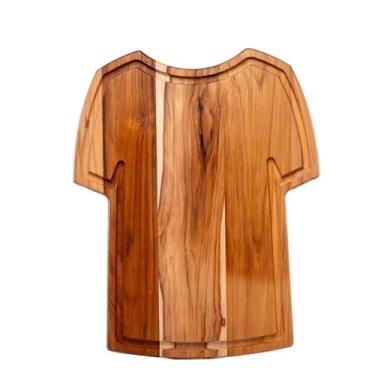 Imagem de TÁBUA DE CARNE PARA CHURRASCO 32X21CM EM MADEIRA TECA FORMATO CAMISA PERSONALIZÁVEL - IDEAL PARA PRESENTEAR, QUALIDADE E ACABAMENTO IMPECÁVE