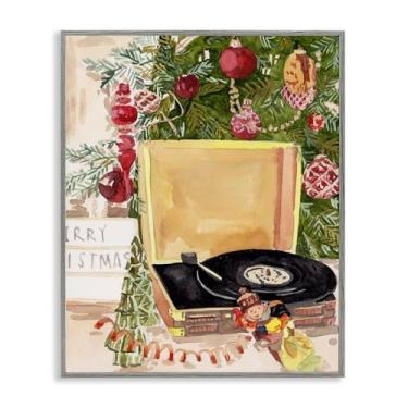 Imagem de Stupell Industries Festive Christmas Music Records Gray Framed Giclee Art Design por Melissa Wang, 40 x 50 cm
