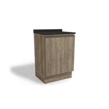 Imagem de Balcão Cozinha p/ Cooktop c/ Tampo Maxxi G742 c/ 1 Porta 60cm Nogal/Preto Brilho - Kappesberg