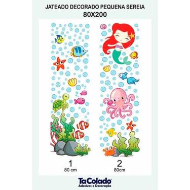 Imagem de Adesivo Para Vidro Box Banheiro Jateado Decorado Pequena Sereia Prova 