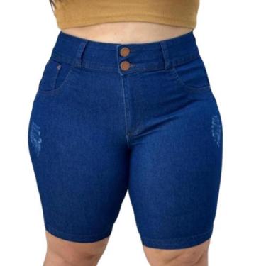 Imagem de Bermuda Short Jeans Pedal Plus Size Tamanho Grande Lycra - Karha, Azul