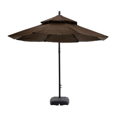 Imagem de Ombrelone Articulado Marrom de 2,7m em Poliéster Estrutura em Alumínio e Proteção contra Raios UV