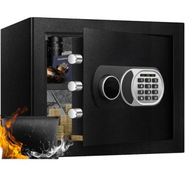 Imagem de ToruKeep SAFE1.8 Cofre pequeno com bolsa impermeável à prova de fogo, cofre para documentos domésticos, caixa de segurança anti-roubo com teclado digital, sistema de alerta inteligente, chaves
