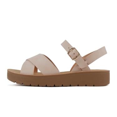 Imagem de Soda CHESTER ~ Sandálias femininas planas com fivela no tornozelo e tiras cruzadas, Blush Nubuck, 34