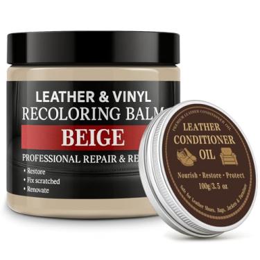 Imagem de Laxmorph Restaurador de cor de couro, bálsamo de recoloração de couro, removedor de arranhões, tinta de couro, tinta de couro com condicionador de couro, kit de reparo de couro para móveis sofás