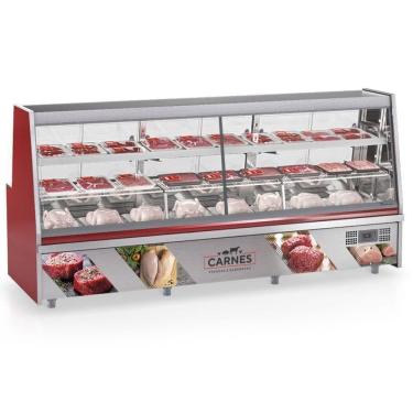 Imagem de Balcão De Frios E Avícola Aquecidos Grta300a Gelopar Expositor De Carnes Vermelho 3mt 220v