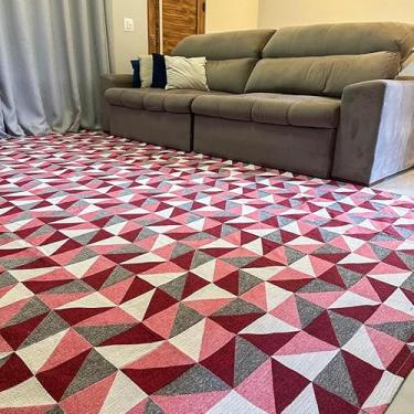 Imagem de Tapete Jacquard 2,00 m x 3,00 m Antiderrapante Geométrico Sala Escritório Quarto(Vermelho-2,00 x 2,50)