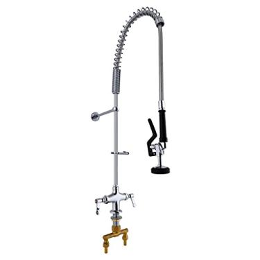Imagem de MaxSen Torneira de pia comercial com pulverizador 101,6 cm de altura montagem em deck furo único alça dupla pull out spray pré-enxágue torneira de cozinha de restaurante com válvula de pulverização de