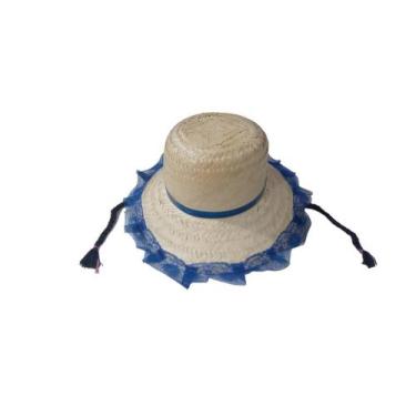 Imagem de Chapéu de Palha Junino C/ Tranças - Escura - Festas e Fantasias, Azul