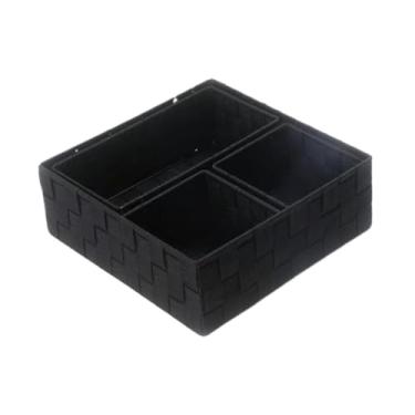 Imagem de Ioensy 4x Caixas de armazenamento de tecido Organizador de armário Multifuncional Divisória de gaveta Caixas de armazenamento para banheiro Prateleira de, Preto