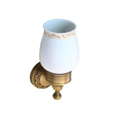 Imagem de Prateleira de banheiro de latão antigo - Saboneteira com suporte para escova de vaso sanitário | Conjunto de 3 peças, suporte para escova de parede