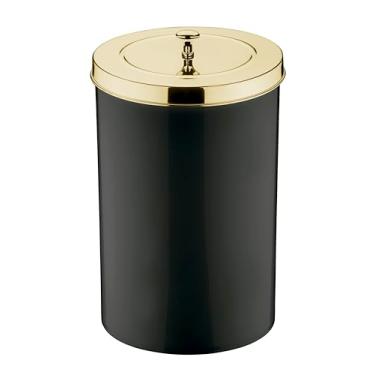 Imagem de Lixeira c/tampa 8 litros preto/dourado - Future | Com sistema que esconde o saco de lixo