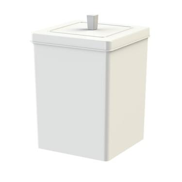 Imagem de Lixeira quadrada c/tampa 6,5 litros branca - Future | Com sistema que esconde o saco de lixo