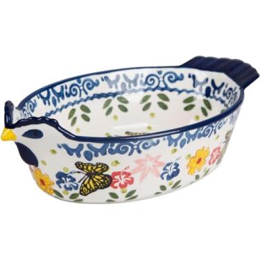 Imagem de Travessa De Cerâmica Com Alça, Panela Oval Lasag, Assadeira, Microondas & Forno Seguro, Blue