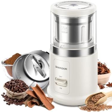 Imagem de SHARDOR Moedor De Café Elétrico One Touch, Para Especiarias, Ervas, Grãos, Especiarias E Sementes Com 1 Tigela Removível Aço Inoxidável, A Seco, Branco