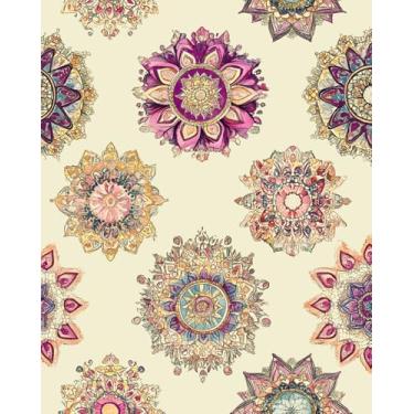 Imagem de Papel de parede Boho floral Peel and Stick cor amarelo claro bege vintage colorido papel autoadesivo para banheiro quarto armário vinil impermeável removível fazenda dormitório amigável para