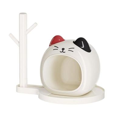 Imagem de Ioensy Tigela para chaves, bandeja para chaves, batom, enfeite de penteadeira, estatueta de gato para mesa, cômoda, bandeja versátil para joias, caixa de