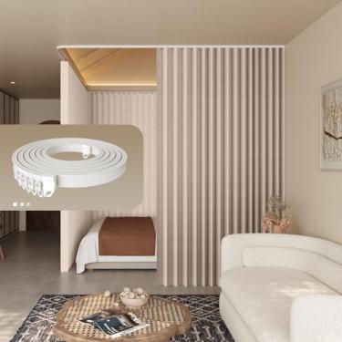 Imagem de Cortina divisória sanfonada com isolamento térmico blecaute, dobrável, barreira de ruído para quarto, sala de estar, porta de vidro deslizante/sala de armazenamento/cortina divisória de espaço (marrom