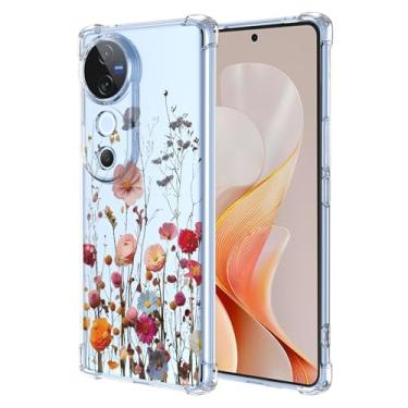 Imagem de RRXSYXL Capa para Vivo S19 com estampa floral transparente, capa macia à prova de choque para Vivo S19, linda flor