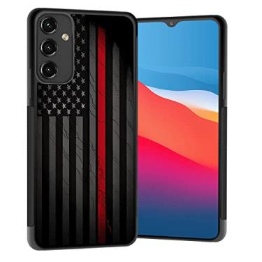 Imagem de Vobber Capa para Galaxy A14 5G, capa protetora fina com arquitetura antiarranhões TPU à prova de choque para Samsung Galaxy A14 5G 6,6 polegadas, linha vermelha fina bandeira americana